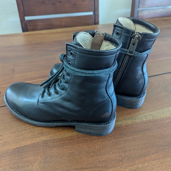 Freebird by Steven Manchester Goodyear Welted Distressed Leather Boots Black 8 - Picture 9 of 14